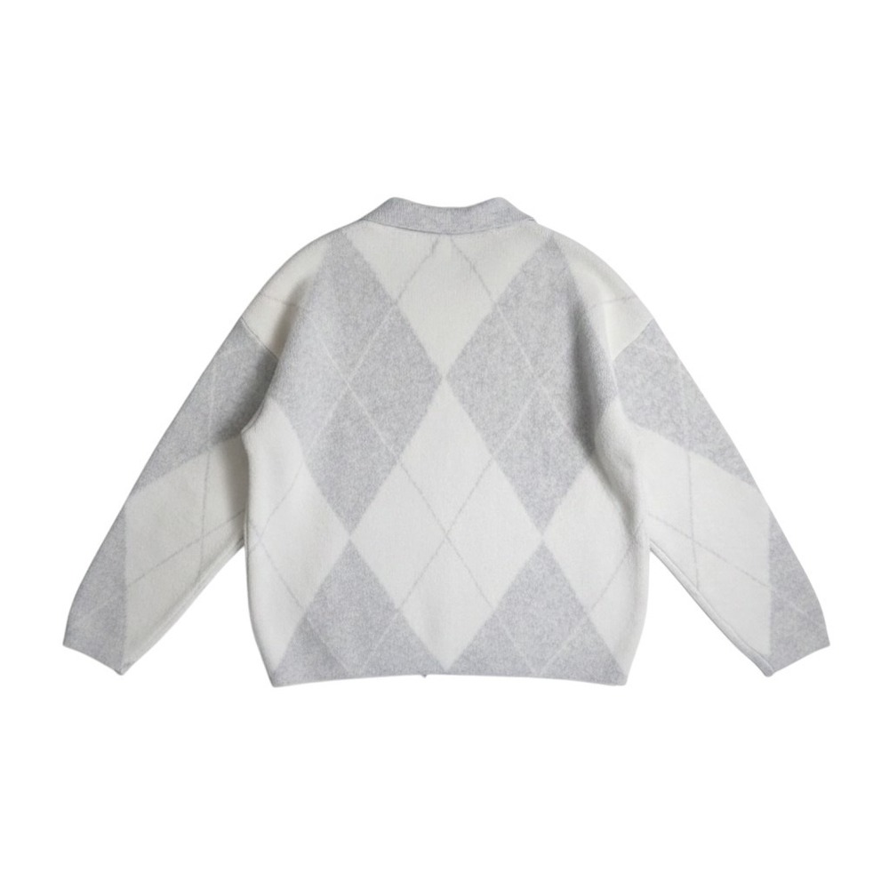 A New Day Womens Grey Cream Argyle Polo Collar V-Neck Sweater 1X NWT - Picture 3 of 10